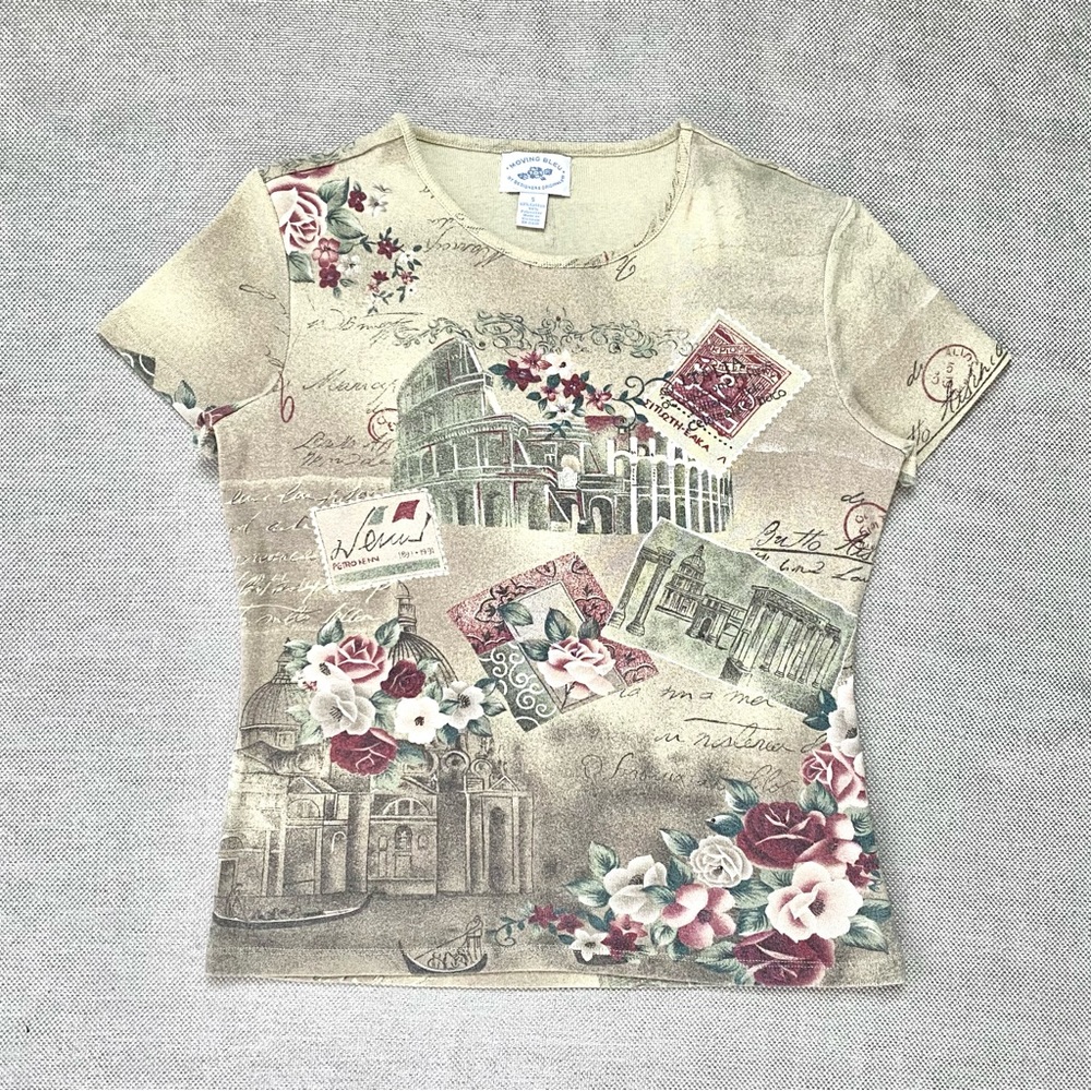 MOVING BLEU PATTERNED STAMP TEE